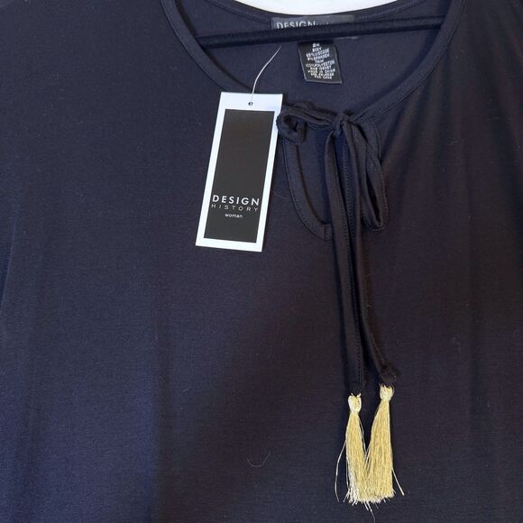 DESIGN HISTORY Black Flowy Dressy Top Size 2X Bell Ruffle Sleeve long length - Picture 8 of 14